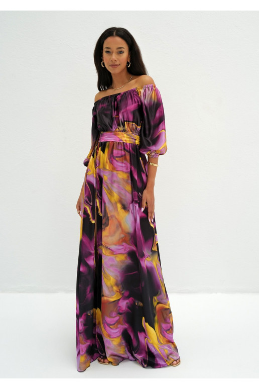 Cayli - Violet printed maxi dress