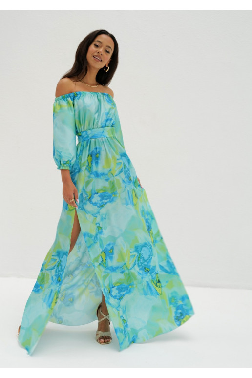 Cayli - Maxi blue printed summer dress