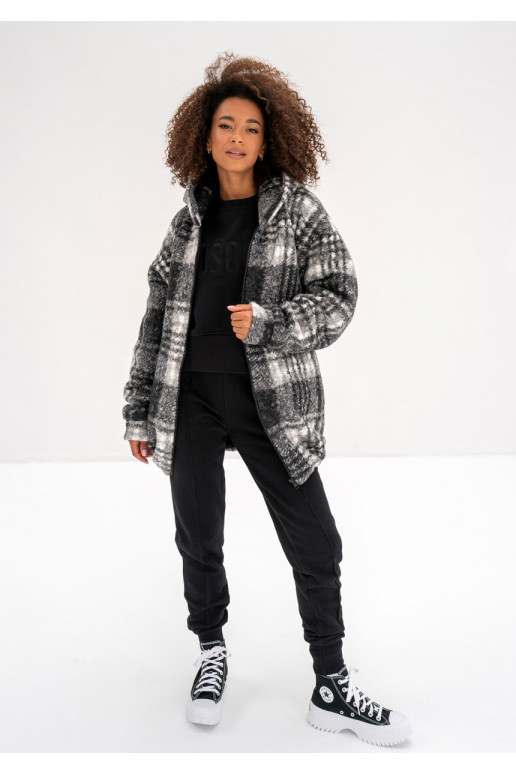 Furry – ruuduline boucle oversize jope