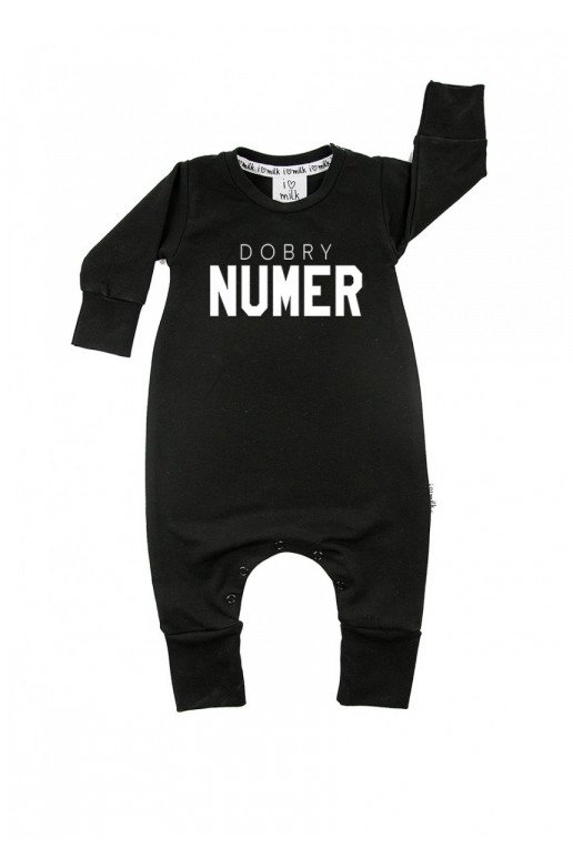 Black kid&#039;s &quot;dobry numer&quot; long sleeves romper