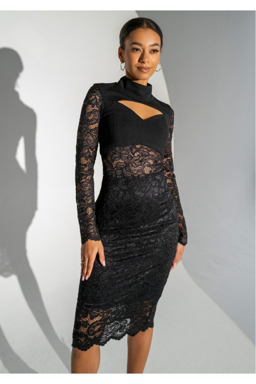 Suzane - Black midi lace dress