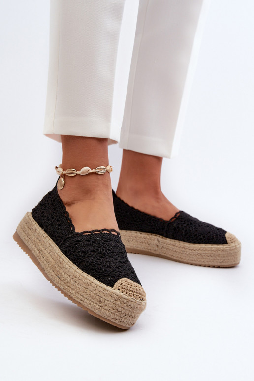 Pitsilised espadrillid platvormiga mustad Elarose