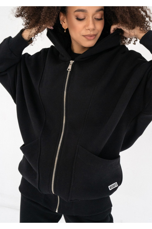 Amala - Black oversize zipped hoodie